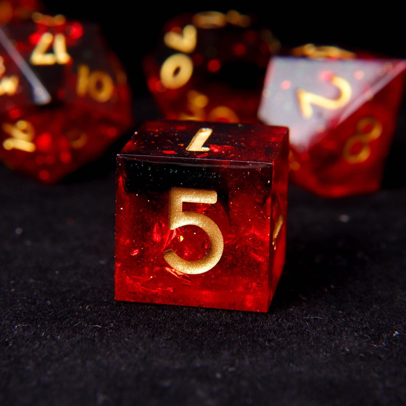 Fire Red Glittering D20 Dice Illuminate Your D&D Adventures with Handmade Precision
