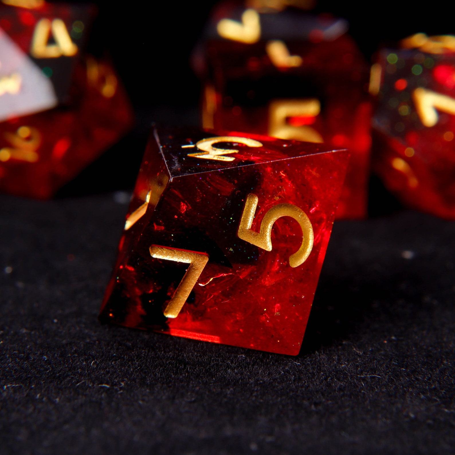 Fire Red Glittering D20 Dice Illuminate Your D&D Adventures with Handmade Precision