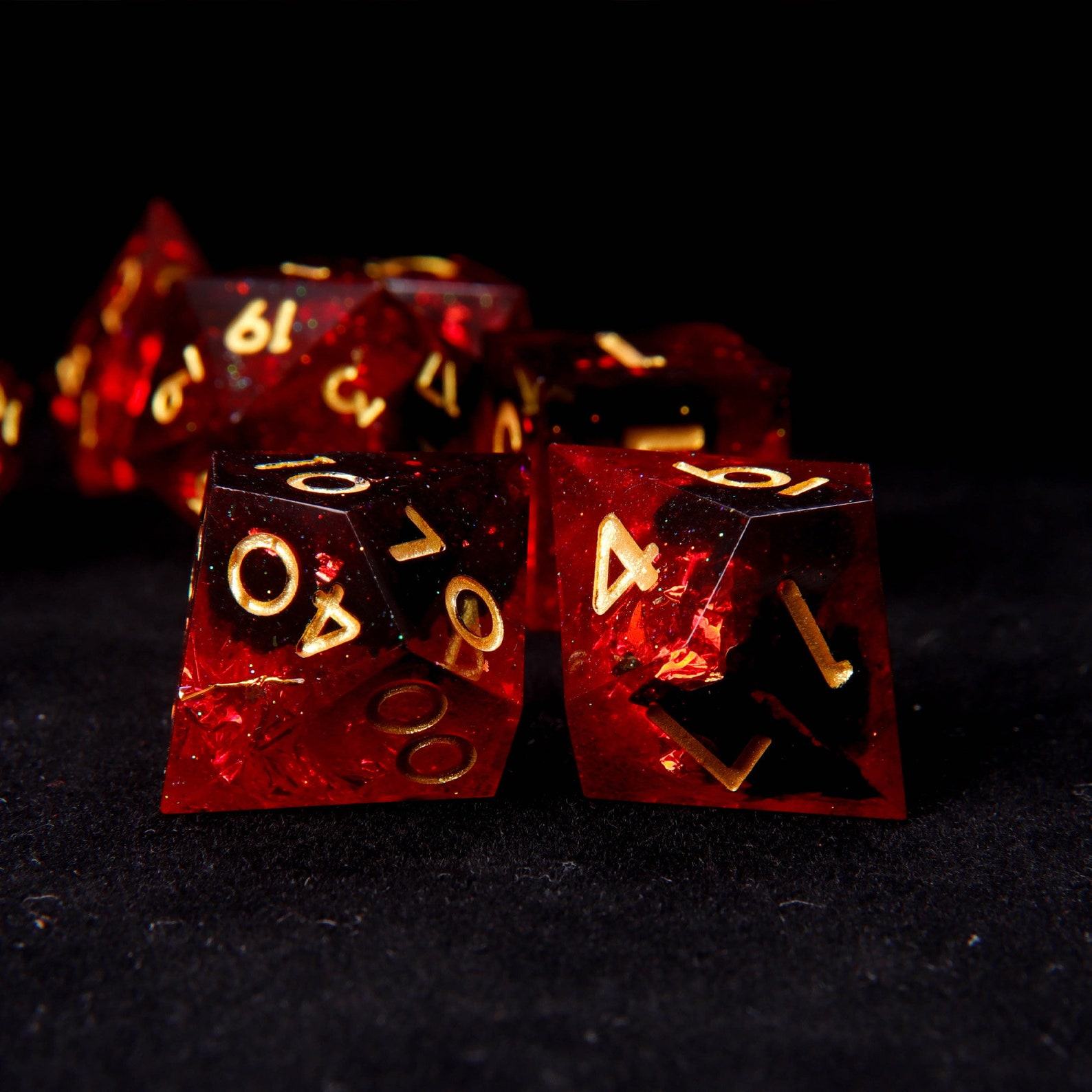 Fire Red Glittering D20 Dice Illuminate Your D&D Adventures with Handmade Precision