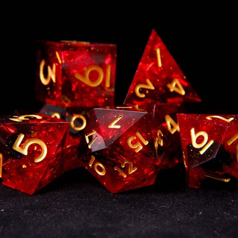 Fire Red Glittering D20 Dice Illuminate Your D&D Adventures with Handmade Precision