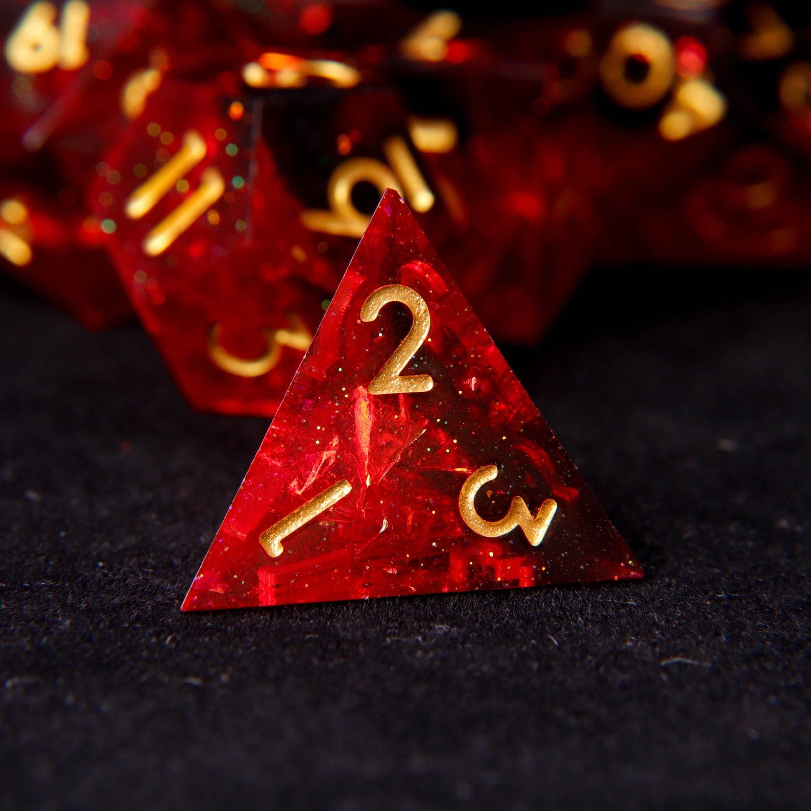 Fire Red Glittering D20 Dice Illuminate Your D&D Adventures with Handmade Precision