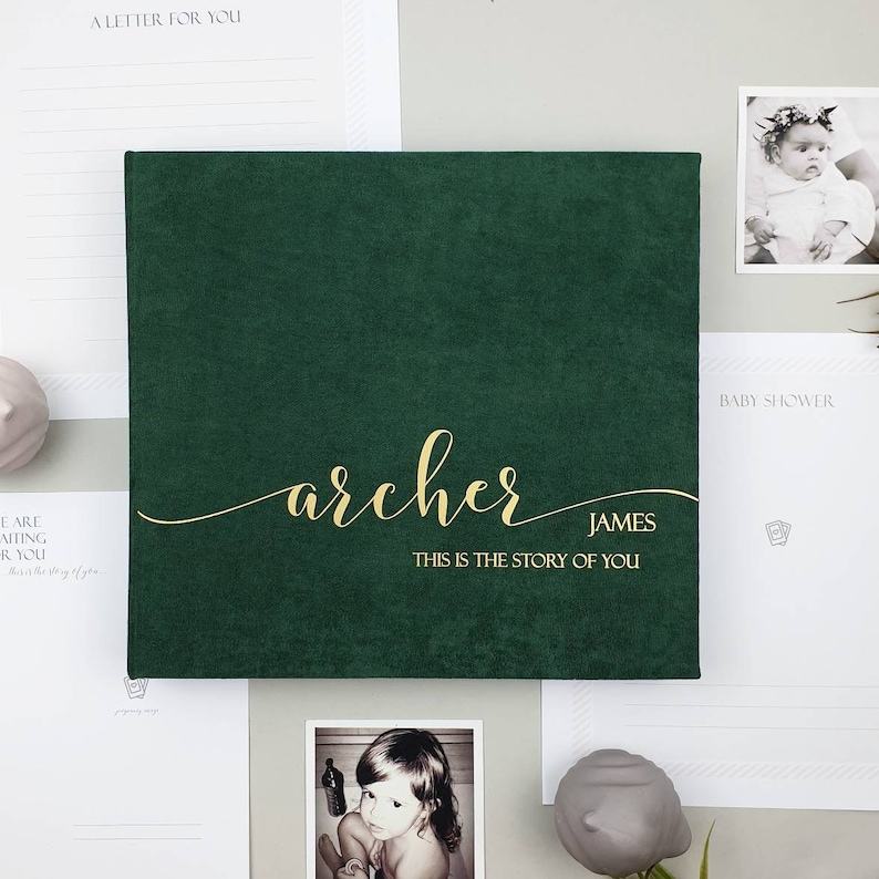 First Year Baby Memory Book Modern Baby Shower Item, Personalized Photo Album, Story of You