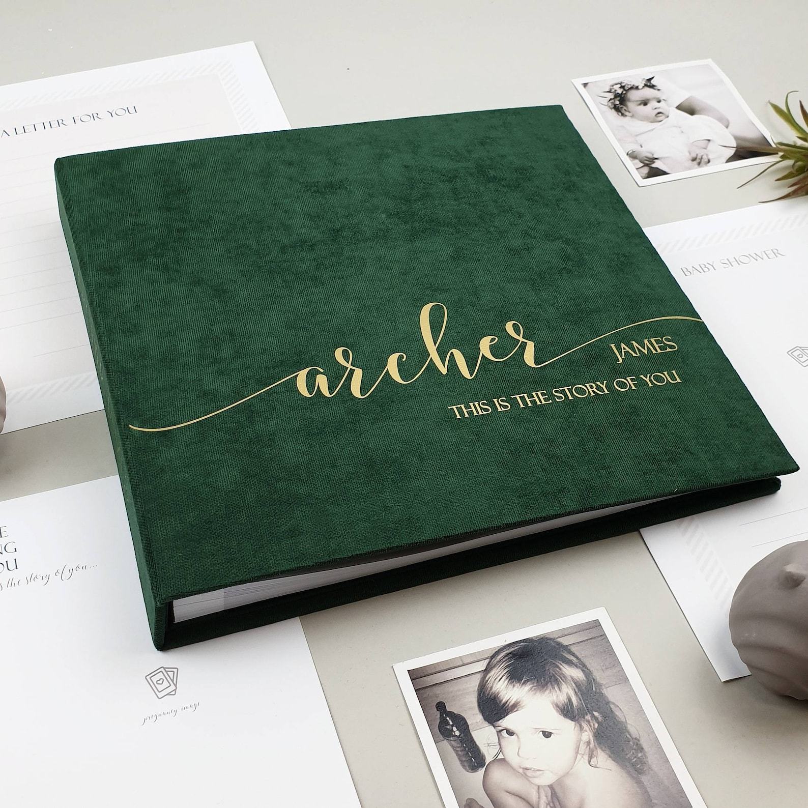 First Year Baby Memory Book Modern Baby Shower Item, Personalized Photo Album, Story of You