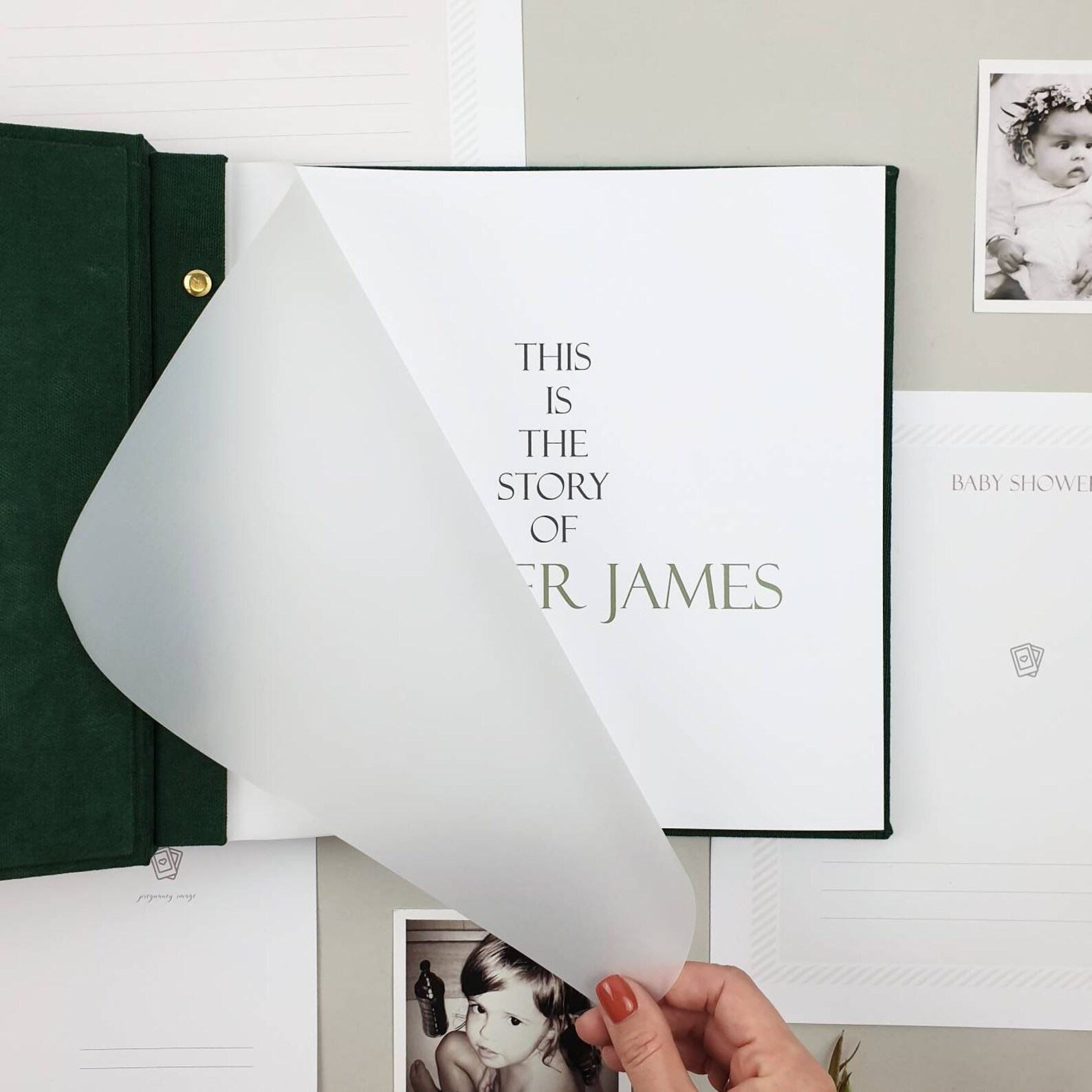 First Year Baby Memory Book Modern Baby Shower Item, Personalized Photo Album, Story of You