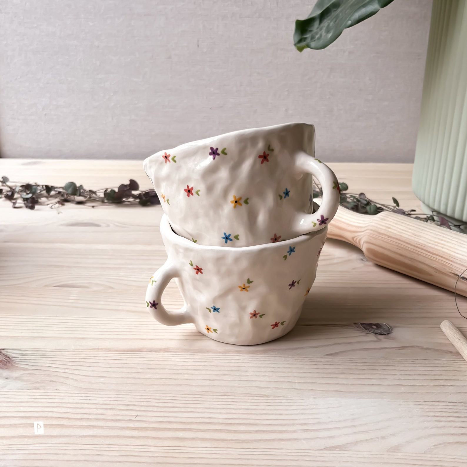 Floral Haven Handmade Ceramic Mug for Coffee and Tea Enthusiasts