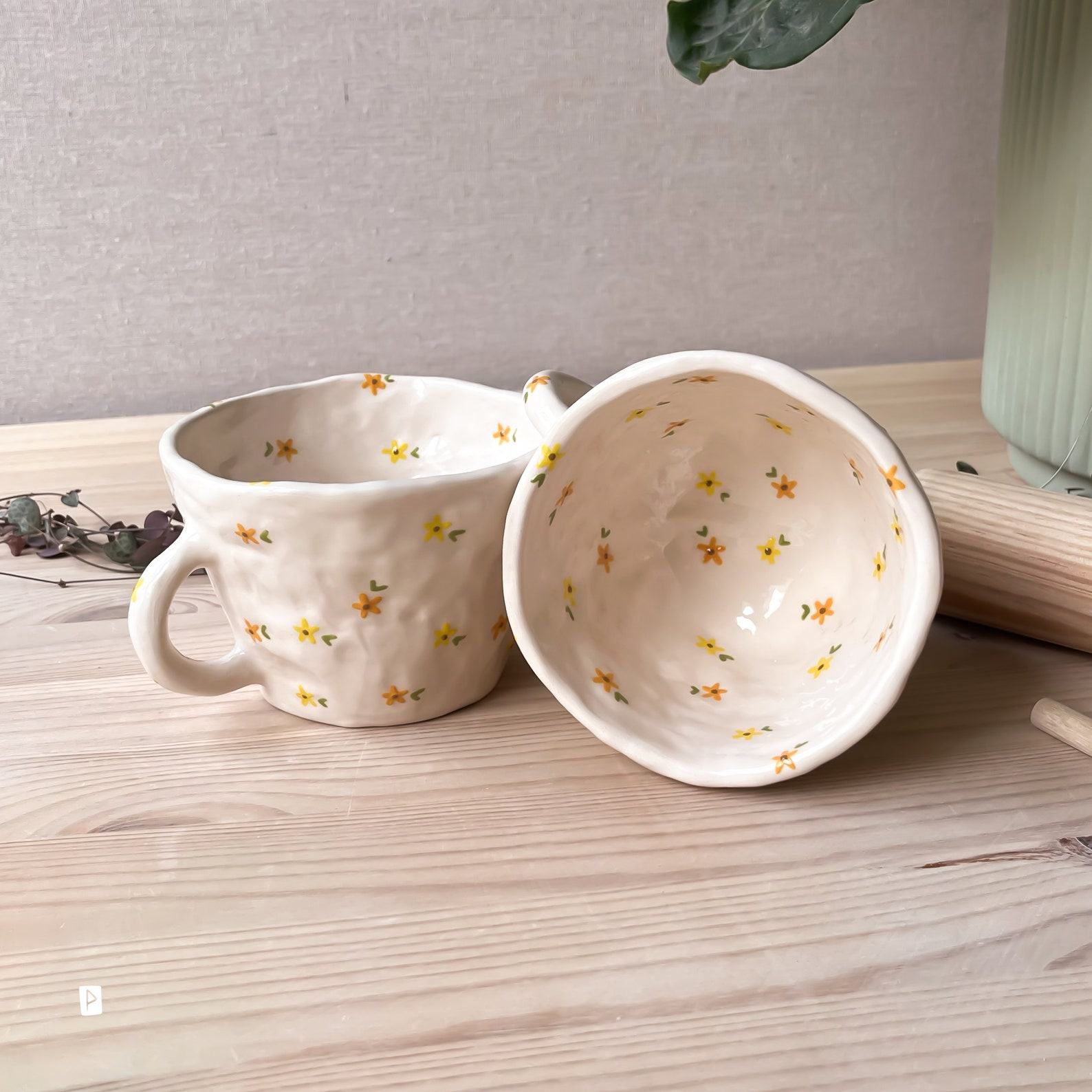 Floral Haven Handmade Ceramic Mug for Coffee and Tea Enthusiasts