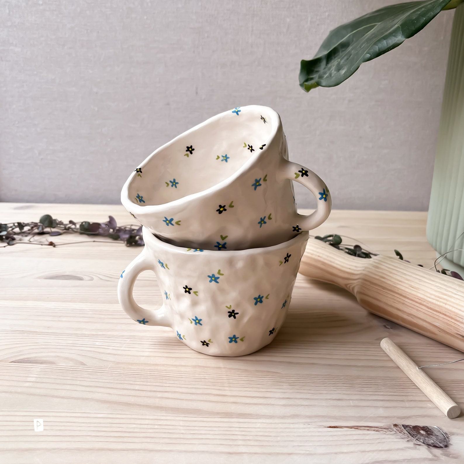 Floral Haven Handmade Ceramic Mug for Coffee and Tea Enthusiasts