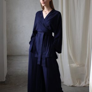 Flowy and Free High-Waisted, Elastic Waist Wide-Leg Trousers for Effortless Style