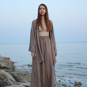 Flowy and Free High-Waisted, Elastic Waist Wide-Leg Trousers for Effortless Style