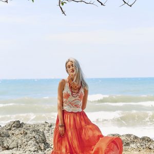 Flowy Bohemian Rhapsody Unleash Your Inner Gypsy with Our Orange Tiered Maxi Skirt