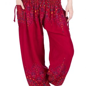 Flowy Boho Harem Pants Embrace Bohemian Style with Burgundy Yoga Trousers