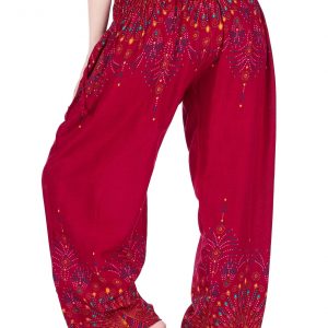 Flowy Boho Harem Pants Embrace Bohemian Style with Burgundy Yoga Trousers
