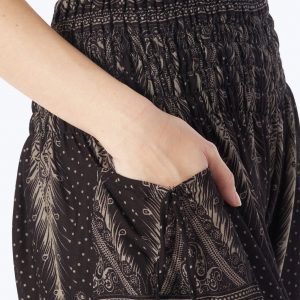 Flowy Hippie Pants Bohemian Fall Clothes for Women – Black Hippie Harem Yoga Pants