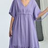 Flowy Linen Maxi Dress with Adjustable Waist Ties Effortless Summer Style by OFFON CLOTHING