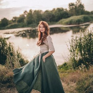 Flowy Linen Maxi Skirt Boho Chic in Plus Sizes