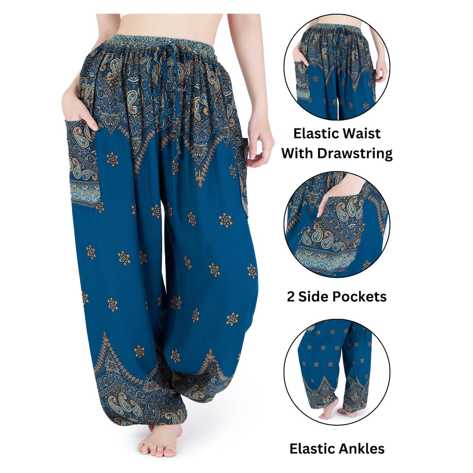 Flowy Teal Harem Pants Bohemian Bliss for Summer Festivals and Yoga