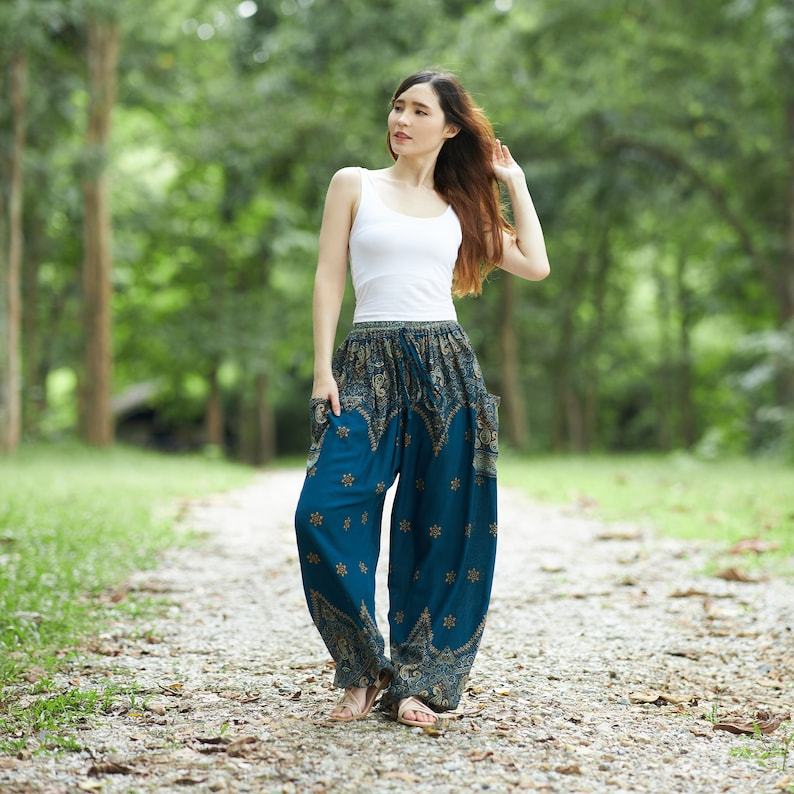 Flowy Teal Harem Pants Bohemian Bliss for Summer Festivals and Yoga