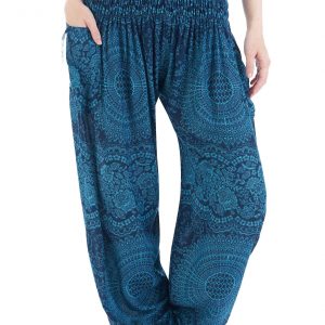 Flowy Teal Harem Yoga Pants Bohemian Loungewear for Summer and Festivals