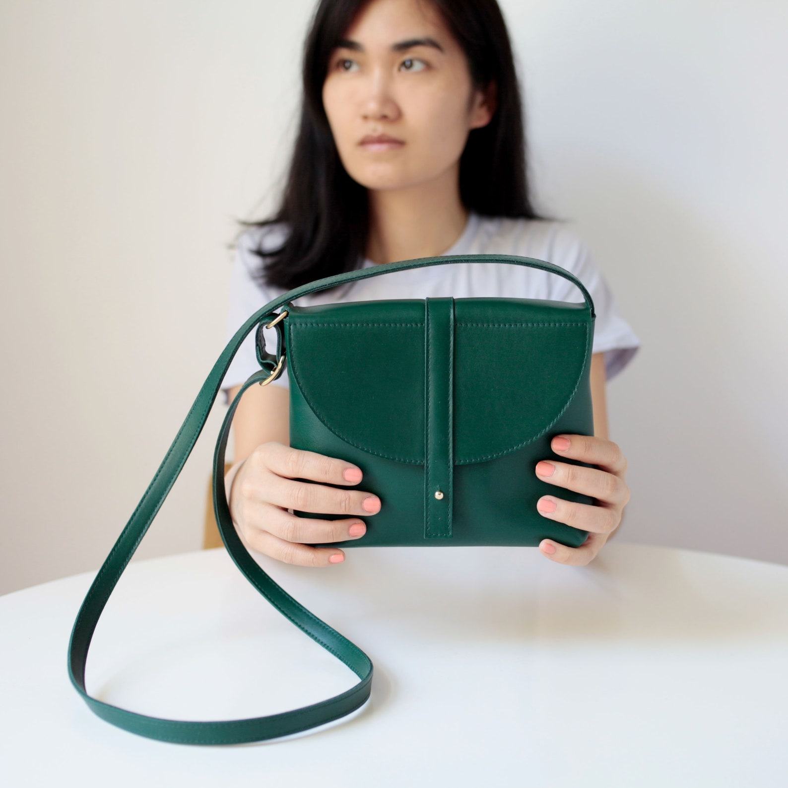 Forest Green Leather Crossbody Box Bag Timeless Style, Unmatched Versatility