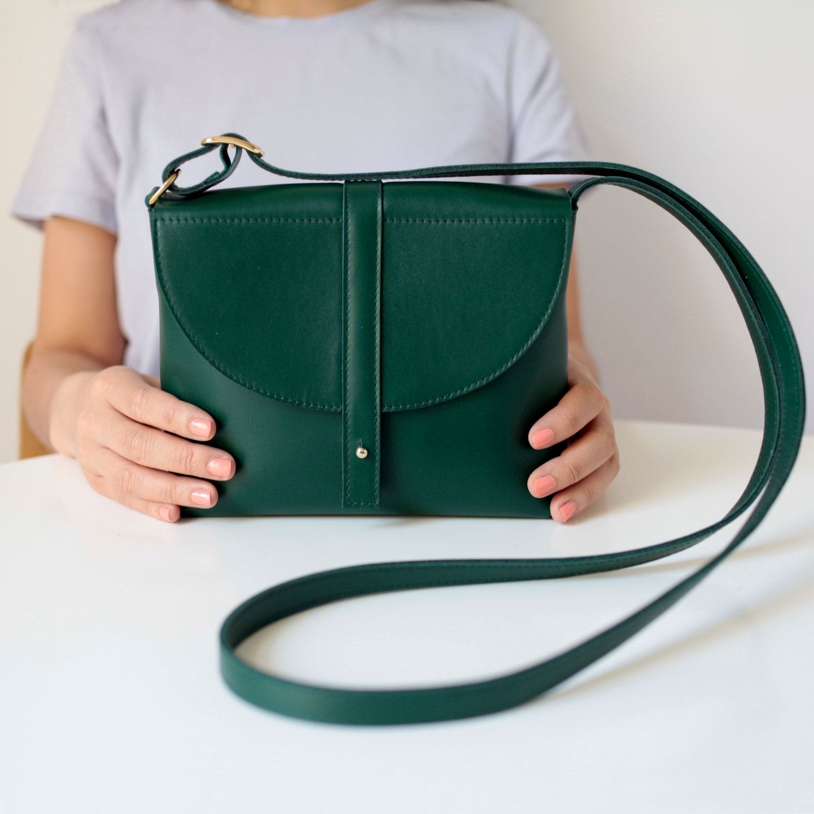 Forest Green Leather Crossbody Box Bag Timeless Style, Unmatched Versatility