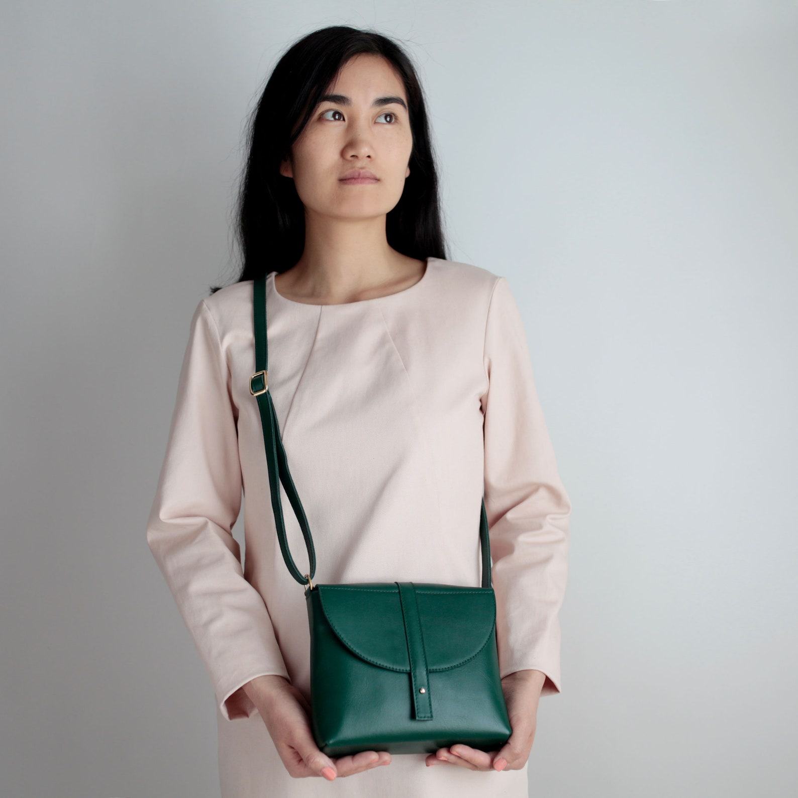 Forest Green Leather Crossbody Box Bag Timeless Style, Unmatched Versatility