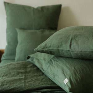 Forest Green Linen Pillowcase Handmade Luxury for Your Bed