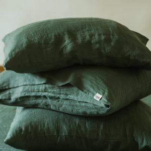 Forest Green Linen Pillowcase Handmade Luxury for Your Bed
