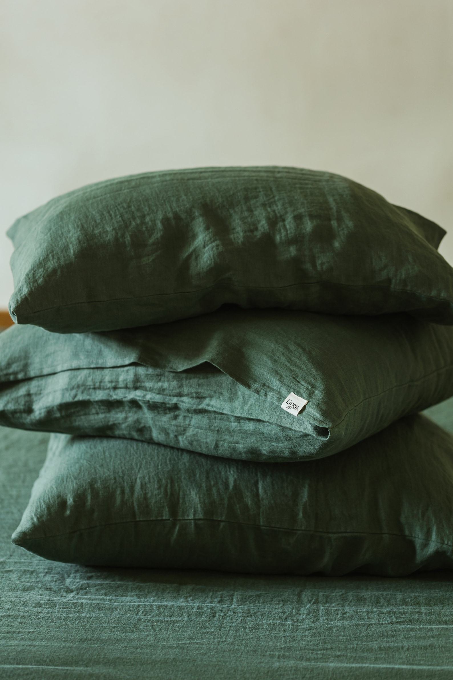 Forest Green Linen Pillowcase Handmade Luxury for Your Bed - Image 3
