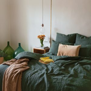 Forest Green Linen Pillowcase Handmade Luxury for Your Bed