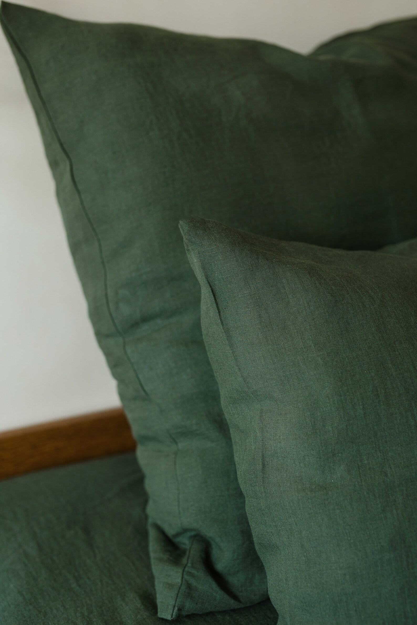 Forest Green Linen Pillowcase Handmade Luxury for Your Bed - Image 4