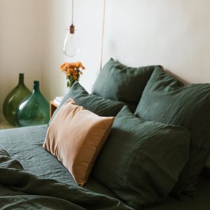Forest Green Linen Pillowcase Handmade Luxury for Your Bed