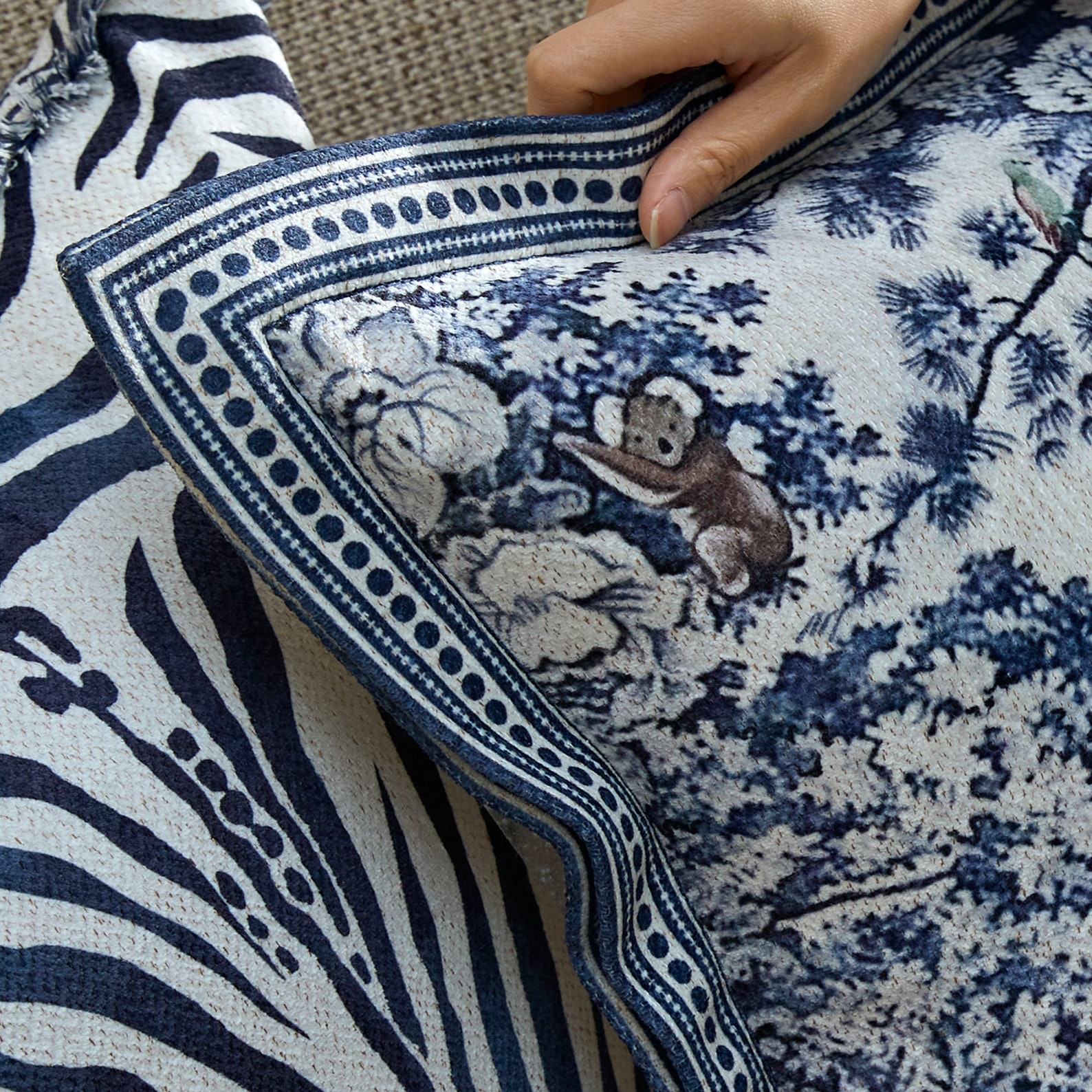 French Blue Forest Throw Pillow Cover Elevate Your Home Decor with Artful Elegance