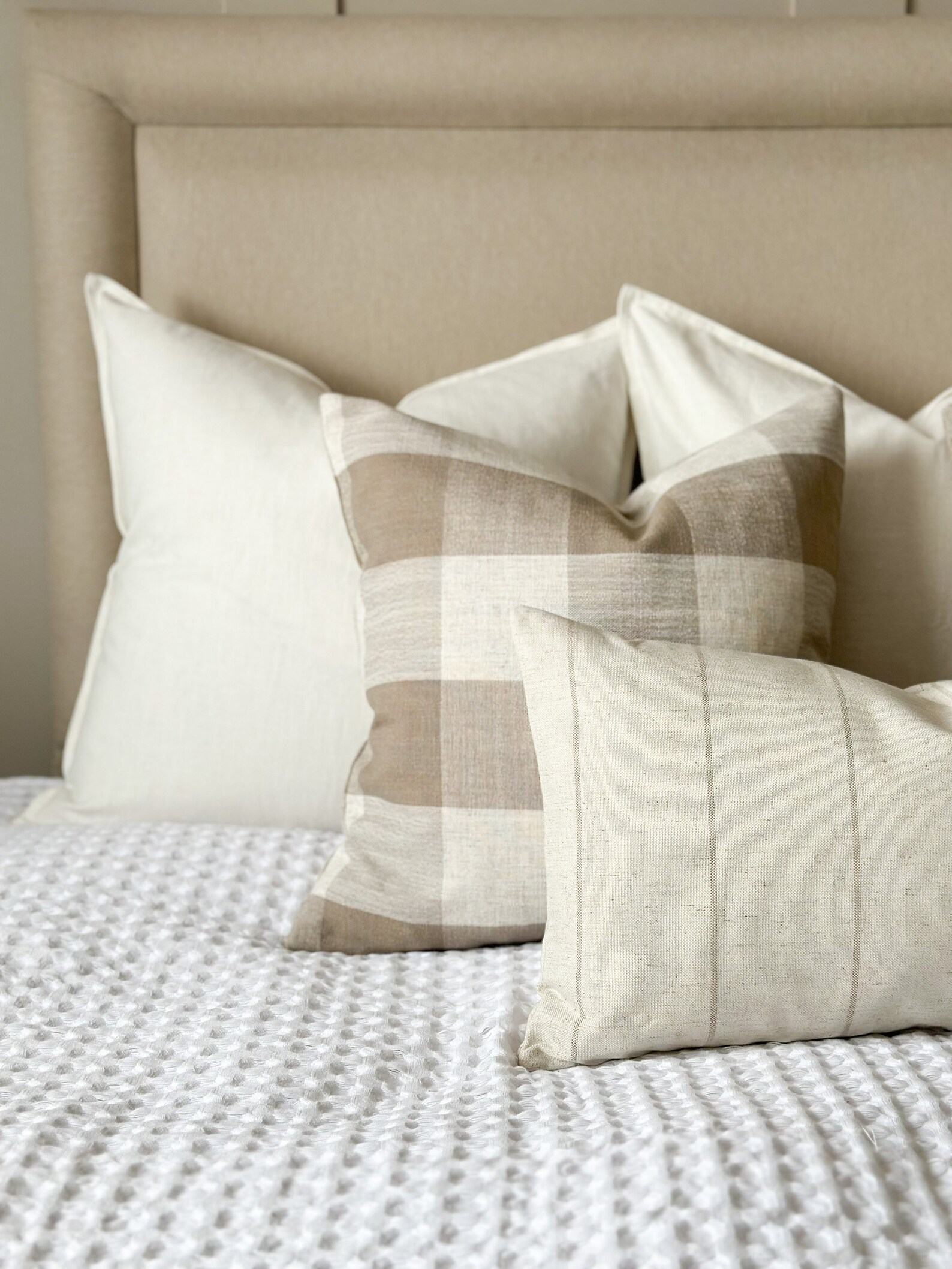 Freya Beige Striped Cushion with Luxurious Duck Feather Pad Comfort and Style for Your Home - Image 3