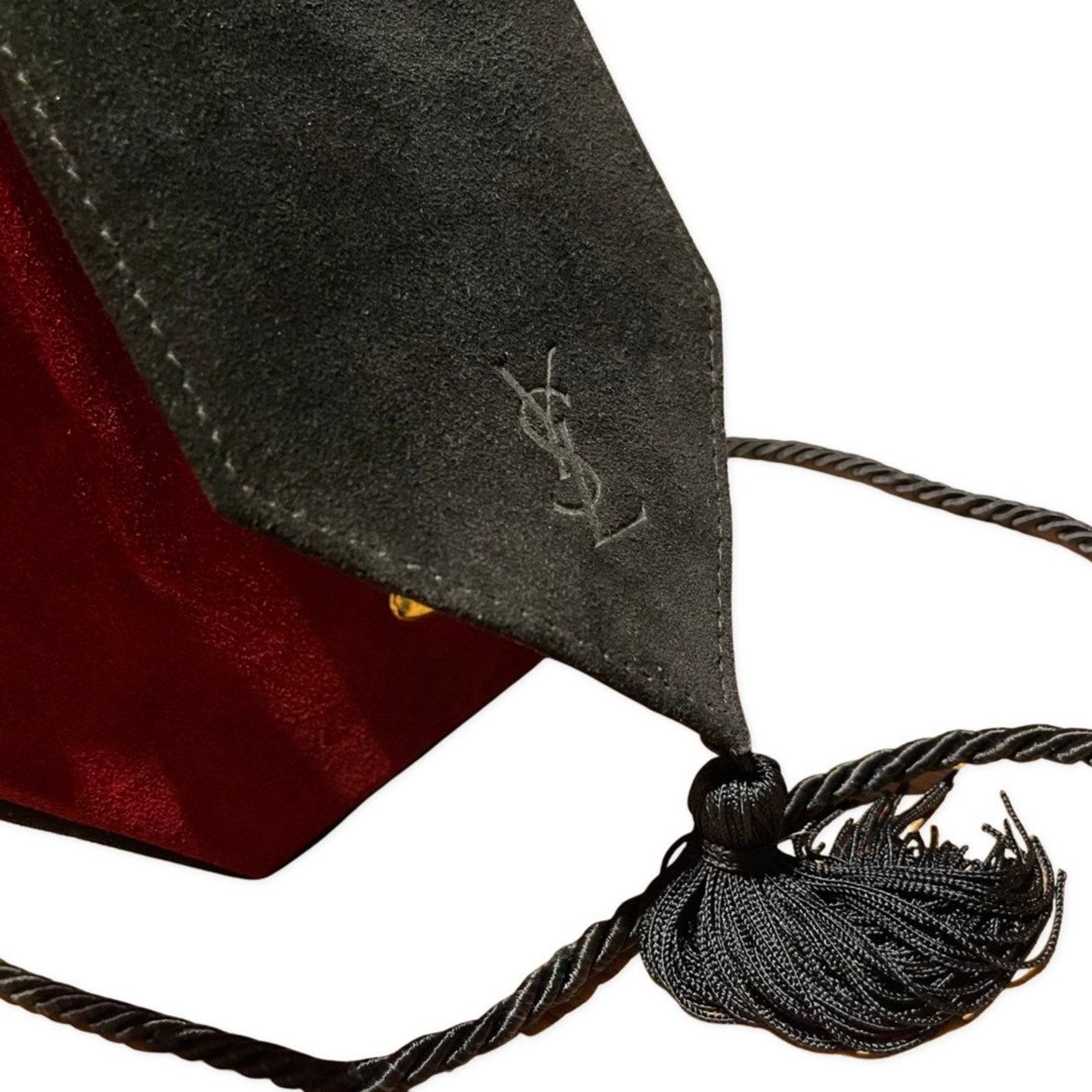 FW/1976 Yves Saint Laurent YSL Suede Black Red Evening Bag A Vintage Masterpiece from the Opera Ballets Russes Collection