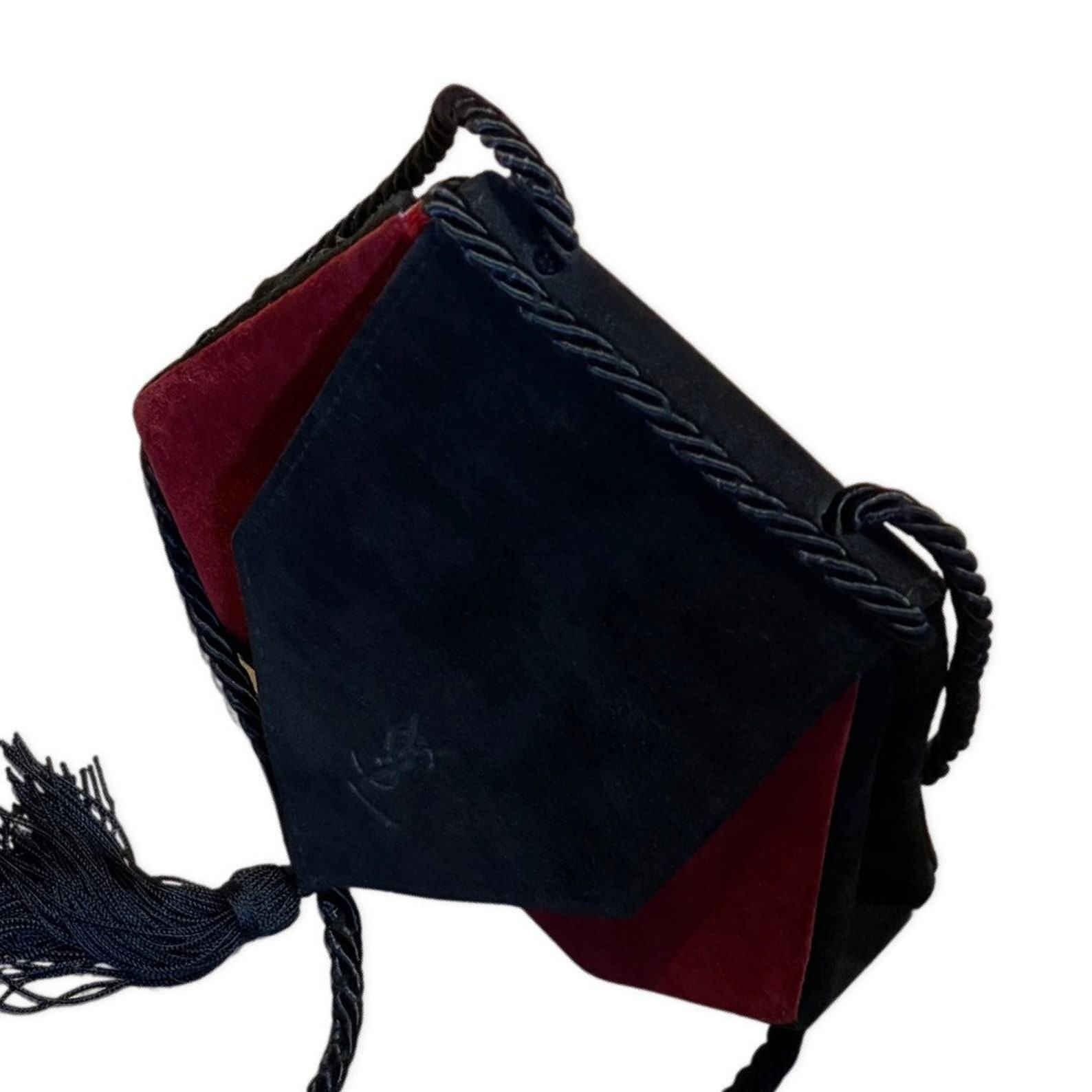 FW/1976 Yves Saint Laurent YSL Suede Black Red Evening Bag A Vintage Masterpiece from the Opera Ballets Russes Collection