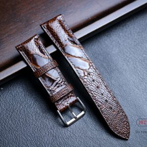 Genuine British Tan Ostrich Leg Leather Watch Band Premium Wristband for Men and Women