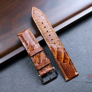 Genuine British Tan Ostrich Leg Leather Watch Band Premium Wristband for Men and Women