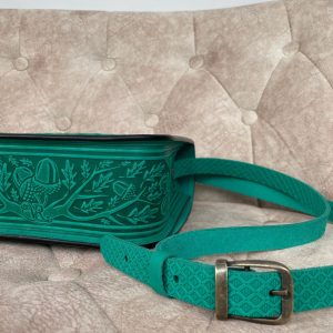 Genuine Leather Messenger Bag Handmade Green Boho Satchel for Women