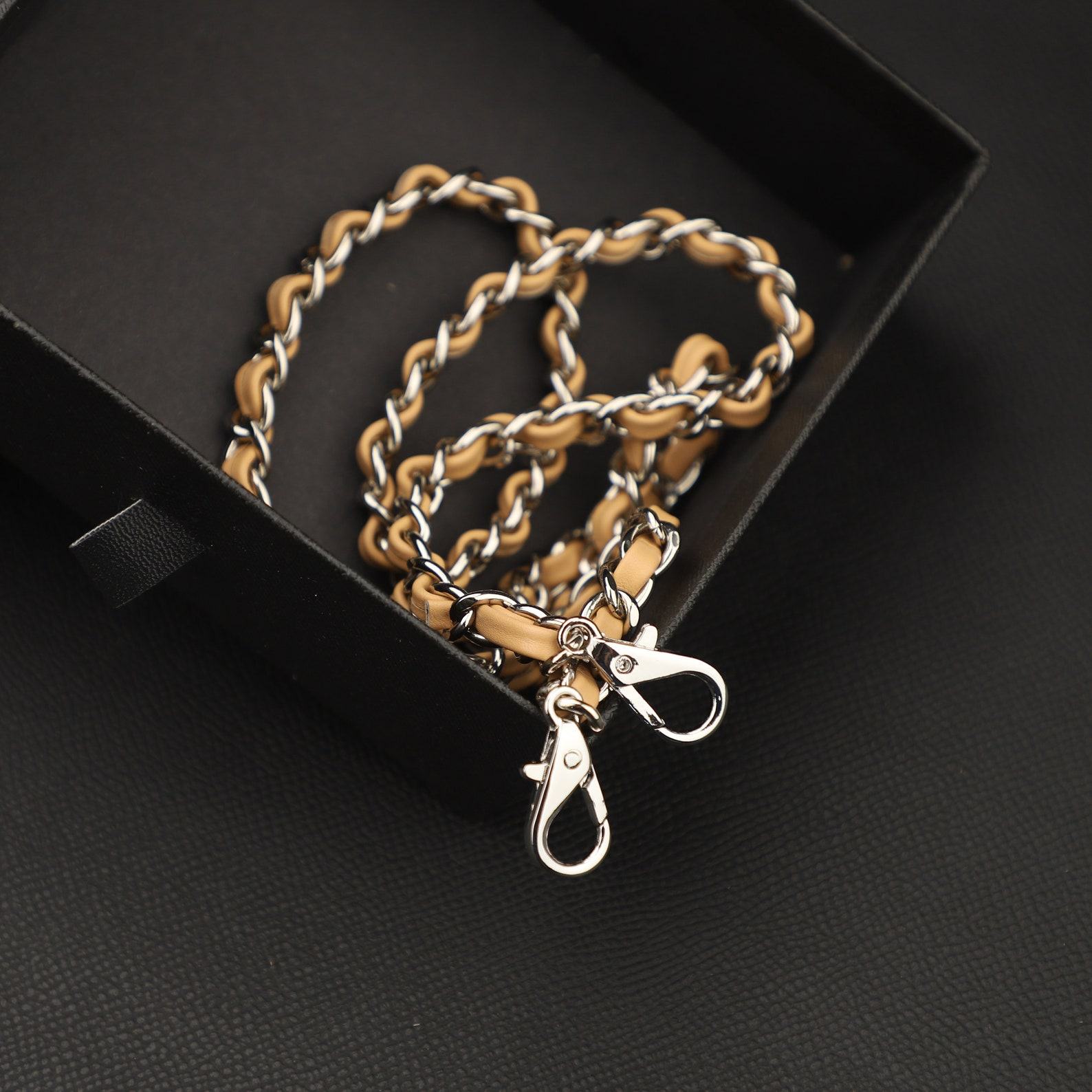 Genuine Swift Leather Chain Strap Customize Length & Color for Your Leather Bag