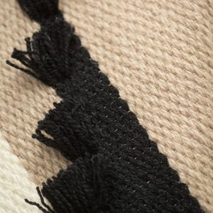 Geometric Boho Wall Hanging  Handwoven Wool Tapestry with Tassels – Neutral Modern Art Decor