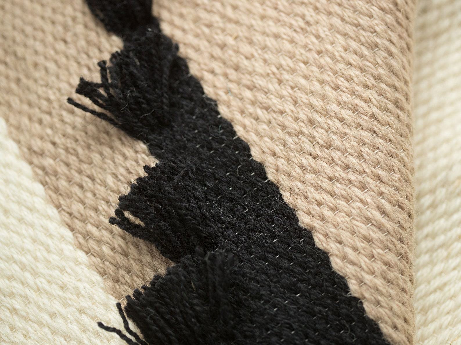 Geometric Boho Wall Hanging Handwoven Wool Tapestry with Tassels – Neutral Modern Art Decor