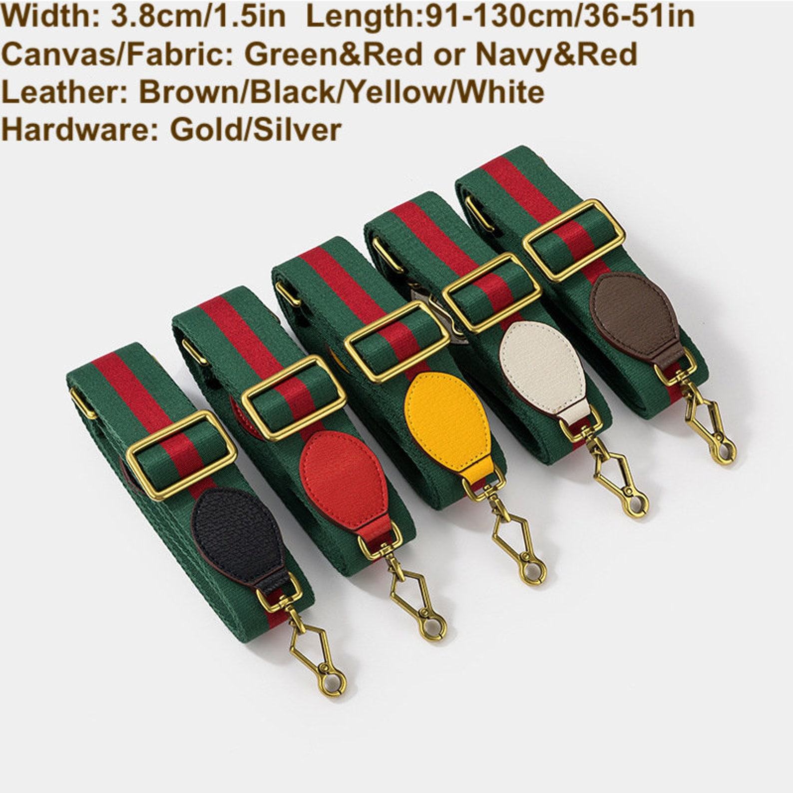 GG Supreme Canvas and Leather Crossbody Strap in Green, Red, Brown, and Yellow