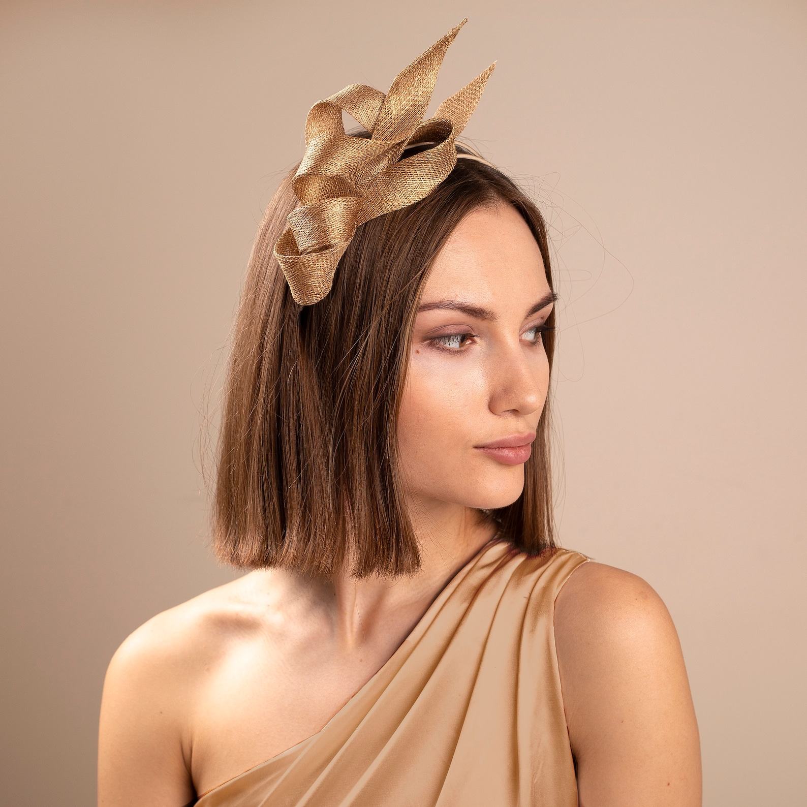 Gilded Glamour Sculptural Fascinator for Weddings and Special Occasions