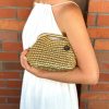 Gilded Glamour Woven Metallic Raffia Clutch for Enchanting Evenings