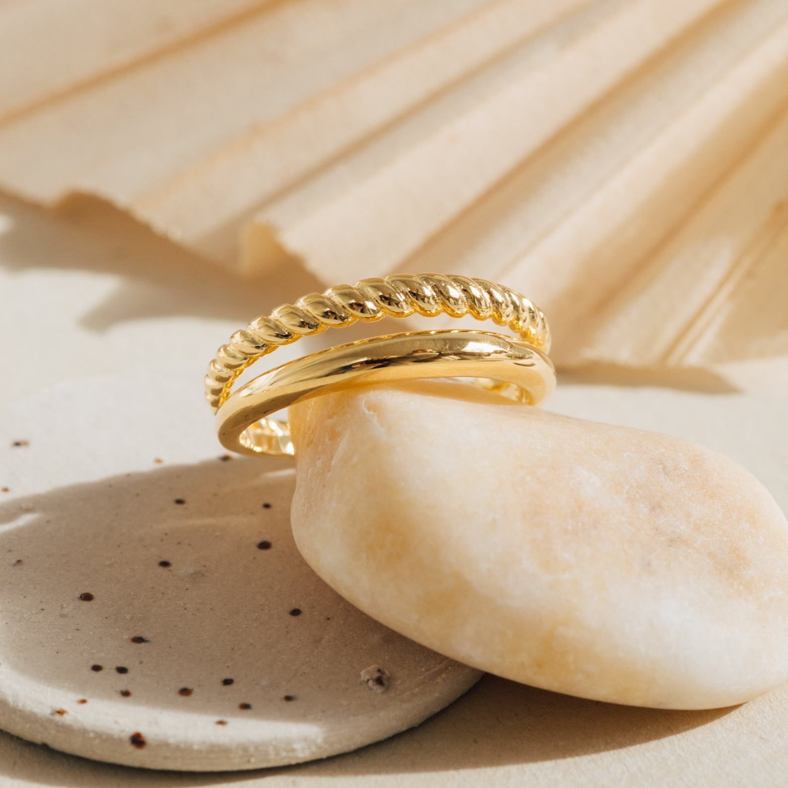 Gold Twist Ring Stackable Duo Ring by CaitlynMinimalist