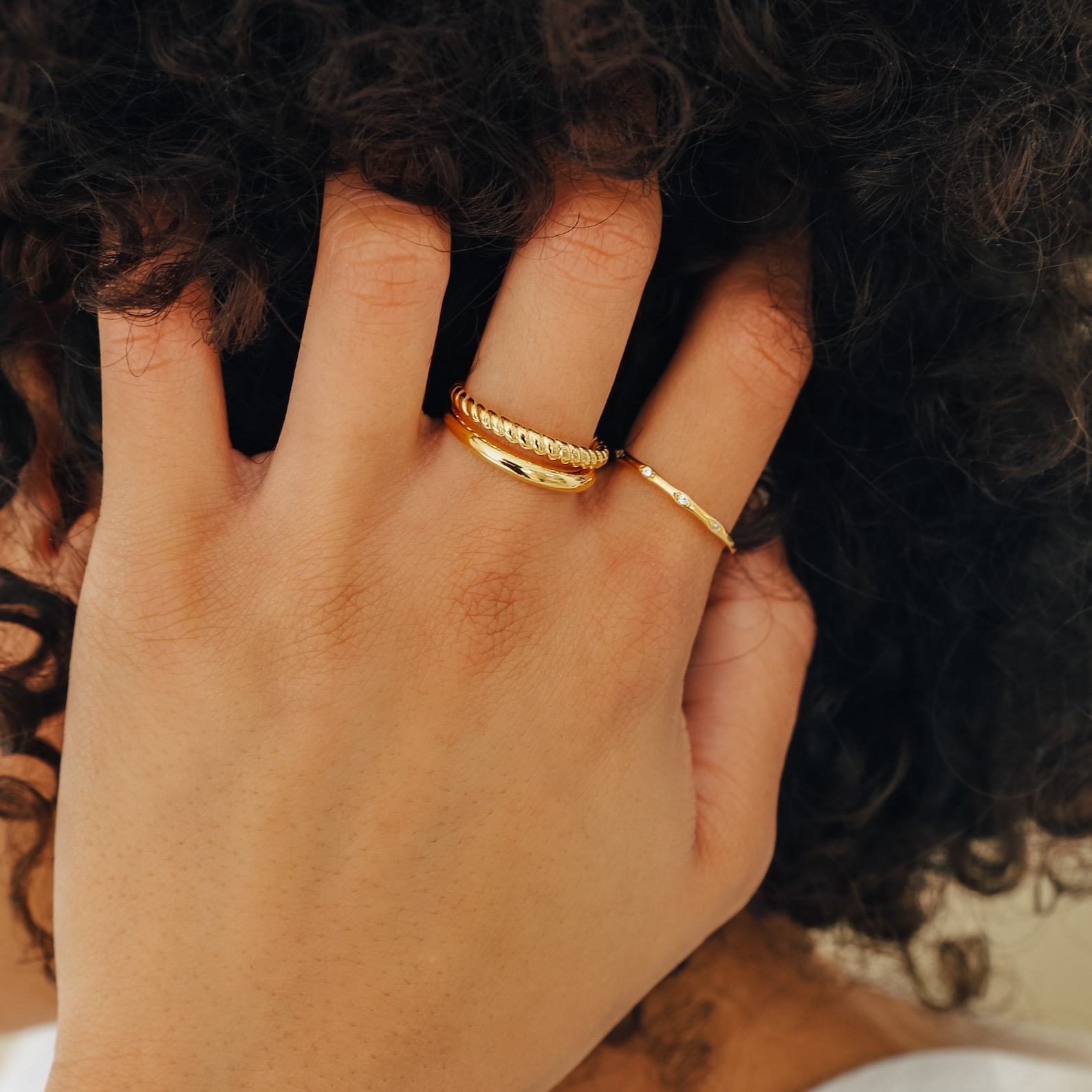 Gold Twist Ring Stackable Duo Ring by CaitlynMinimalist