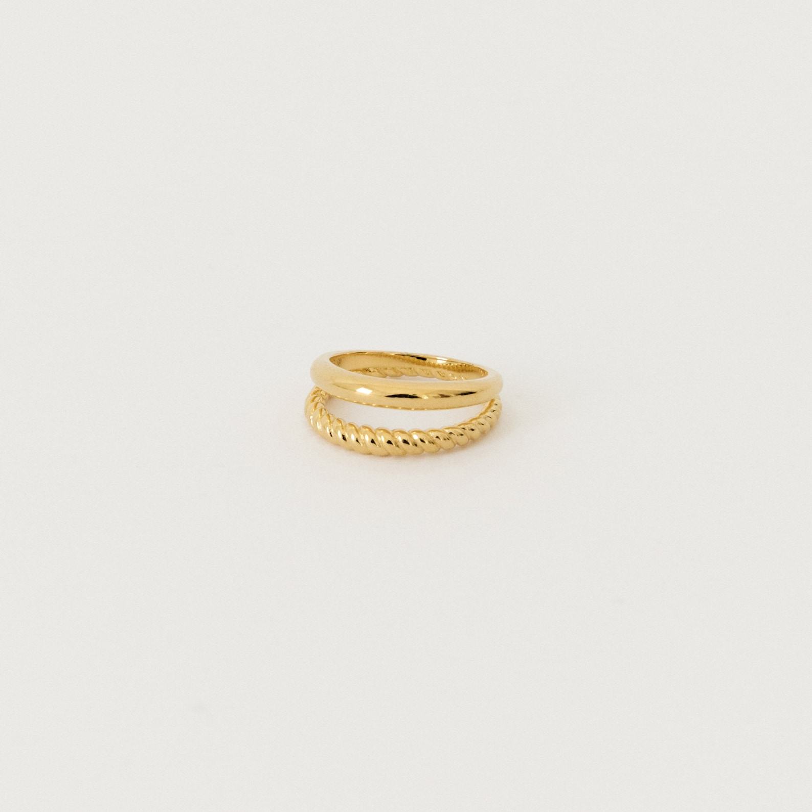 Gold Twist Ring Stackable Duo Ring by CaitlynMinimalist