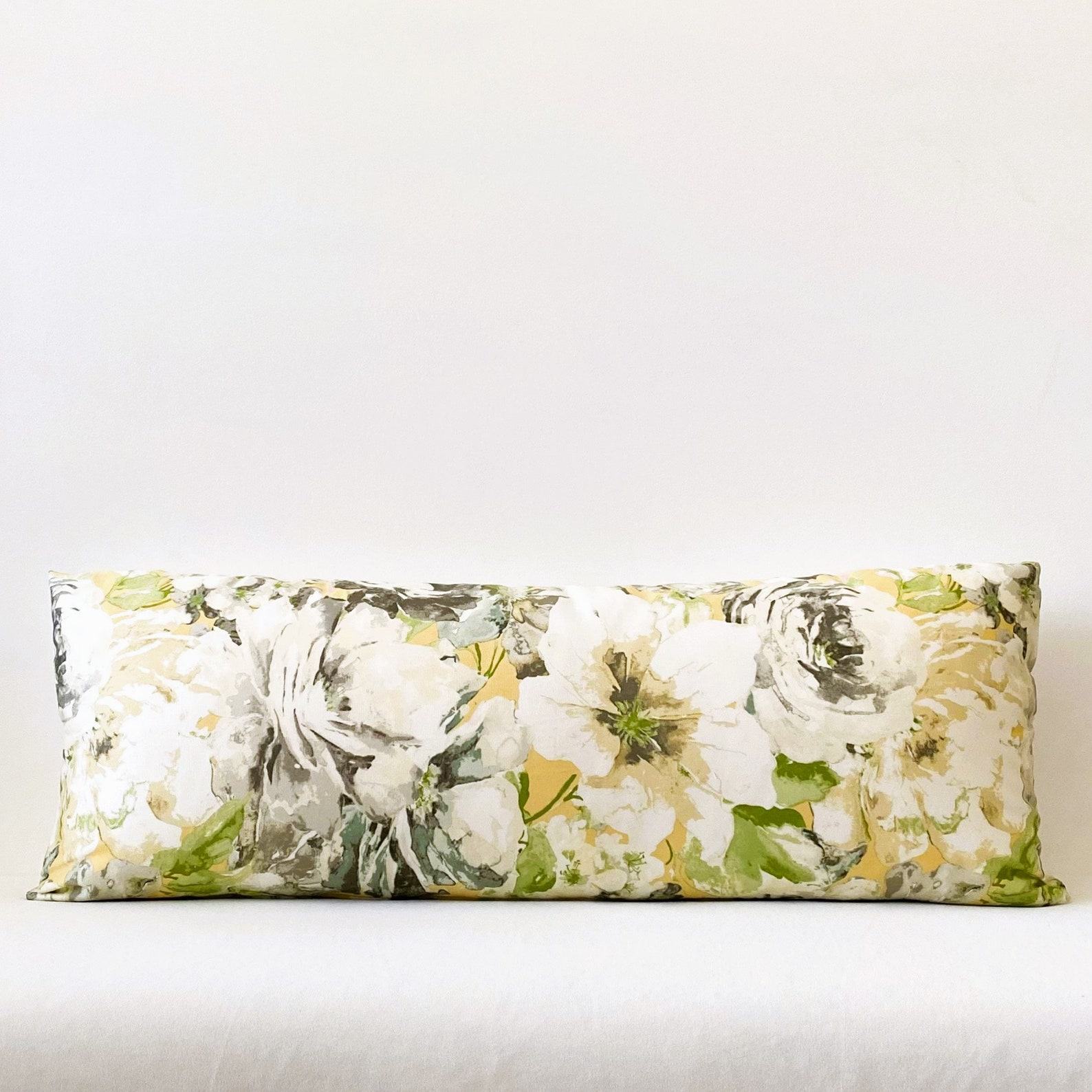 Golden Hour Glow Illuminate Your Space with Our Yellow Floral Lumbar Pillow
