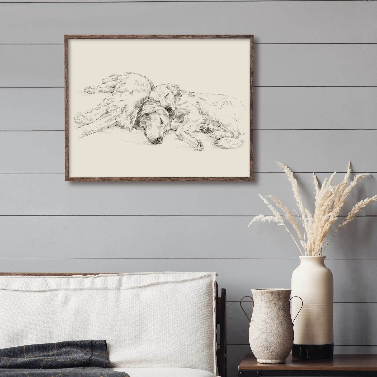 Golden Retriever Drawing Fine Art Print by Ethan Harper, Perfect for Dog Lovers