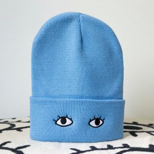 Goldenbeets Embroidered Knit Beanie Cap with Eyes Cozy Warmth with a Touch of Whimsy